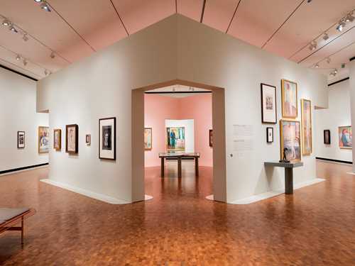 Overview of part of the Infinite exhibition at MUNCH, featuring 130 works by Edvard Munch. Photograph.