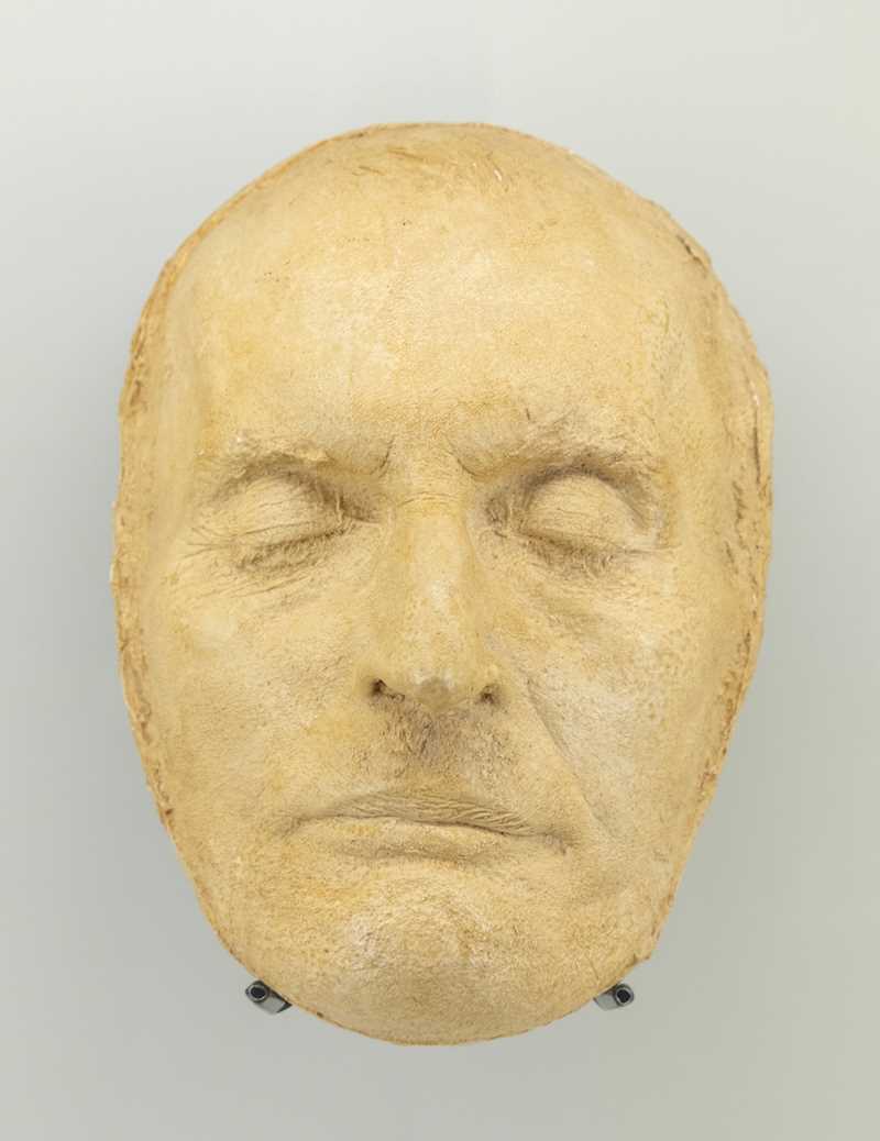 En tredimensjonal gipsavstøpning av Edvard Munchs ansikt.