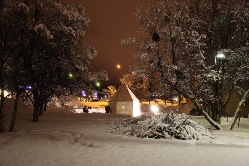 Apichaya Wanthiang, All digressions aside (2016). Installasjonsbilde fra Barents Spektakel in Kirkenes, Norway and Nikel, Russia. Gjengitt med tillatelse fra kunstneren.