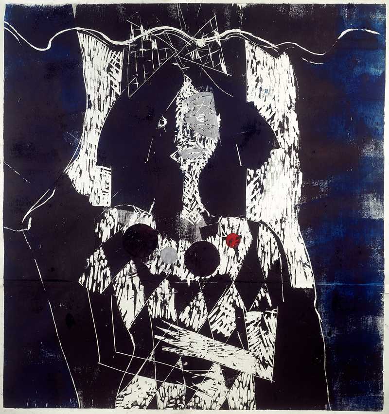 Marianne Bratteli, Maren in the Doorway / Self-Portrait 1, 1993, Woodcut. The Tangen Collection, Ako Art Foundation. Photo: Munchmuseet