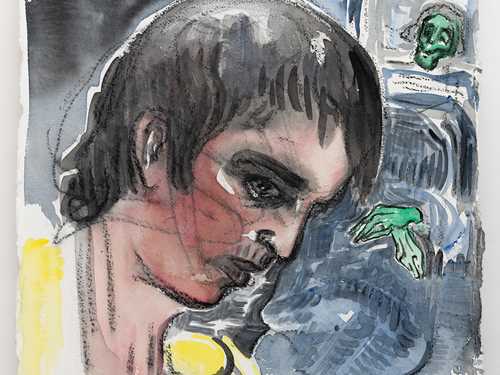 En akvarell laget av Vanessa Baird, der du ser hodet til Baird selv i profil foran i bildet og bak i verkets høyre hjørne ser du hennes aldrende mor.