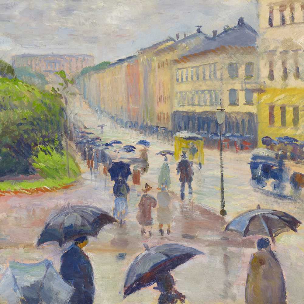 Edvard Munch: Regnværsdag på Karl Johan. Olje på lerret, 1891. Foto © Munchmuseet